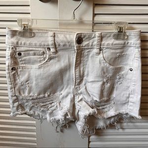 American Eagle White Hi-Shortie Jean Shorts